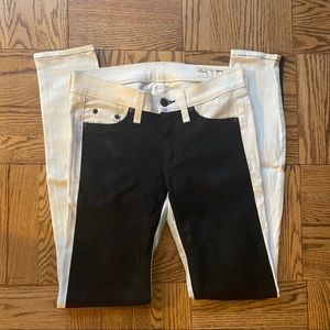 Rag & Bone White Skinny Jeans w/Leather Panels